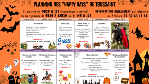 Planning des vacances de toussaint